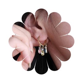 Aneneiceera Vintage Colourful Crystal Dangle Earrings Gold Rhinestone Heart Hoop Earrings Rainbow Dangle Hoop Huggie Earrings Boho Multi Colour Drop Earrings Jewellery for Women, Zinc, No Gemstone