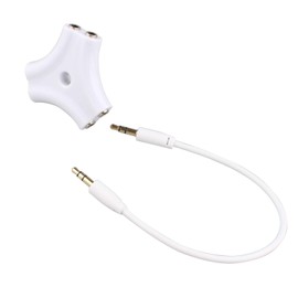 Futheda 5-Way Multi Headphone Audio Splitter Connector, 3.5mm Audio Stereo Headset AUX Adapter with Earphone Earbuds Extension Cord Compatible with PC Tablets MP3 Players - White