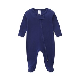 Infant One-Piece Jumpsuit Sleepwear for Baby 100% Cotton Double Zipper Clothes Bodysuit Footed Cotton 2 Way Zipper for 9-12 Months