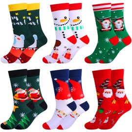 6 Pairs Christmas Socks for Men Women, Funny Cute Soft Socks for Unisex Cotton Dress Socks Holiday Warm Winter Breathable Soft Socks for Christmas Gifts