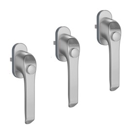 SCHÜCO Window handle with push button in silver, pack of 3, window handle with lock button as child lock and burglary protection from the brand manufacturer Schüco