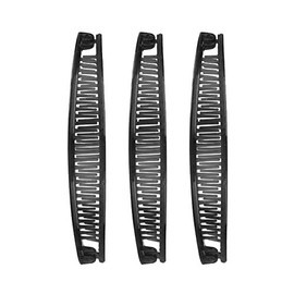 1st Choice 3 Pieces Clincher Combs Banana Combs Banana Clip Grip Comb Fishtail Fish Hair Lady Fish Shape Ponytail Banana Clip Girls Long Women Clamp Accessory (Color - Black)