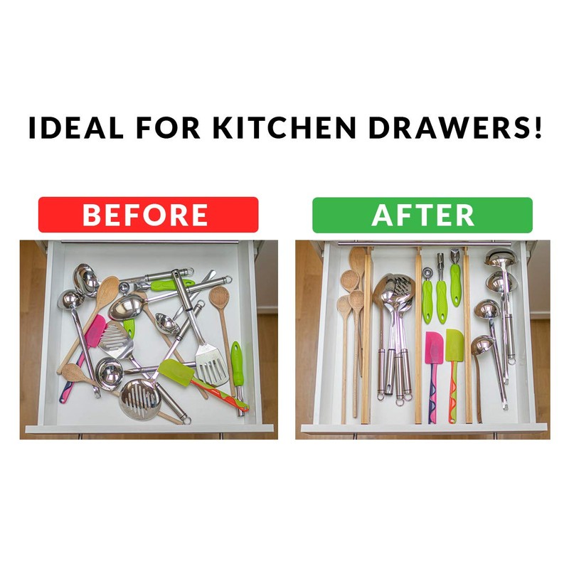 Durawe Company Adjustable Bamboo Drawer Dividers Organizers Expandable (12-16") Kitchen