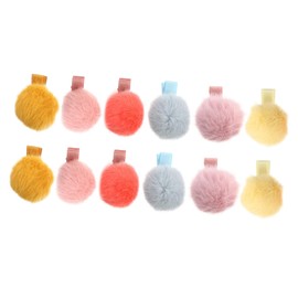 OATIPHO 12PCS Boys and Girls Pom Fur Hair Clips Fluffy Ball Barrettes for Girls Soft Plush Hair Accessories for Toddlers Detachable Design