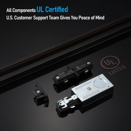 LEONLITE LEONLITE H Track Rail Kit, 16FT H Type Track Lighting Rails + 4I Connector + 8End Caps + 4Live End Feed Connector, UL Listed, Flame Retardant Material, Use with Track Lighting Heads, Black