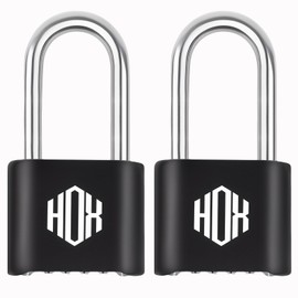 HOX 4 Digit Heavy Duty Combination Lock, 2.7 Inch Long Shackle, Outdoor Waterproof Padlock for School Locker, Gym Locker, Hasp Storage, Fence (Black, 2 Pack)