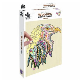 Puzzle Master Wooden Puzzle - Art Jigsaw Wood Cut Puzzle with Display Stand for Adults and Kids - Eagle 127-Pieces Set