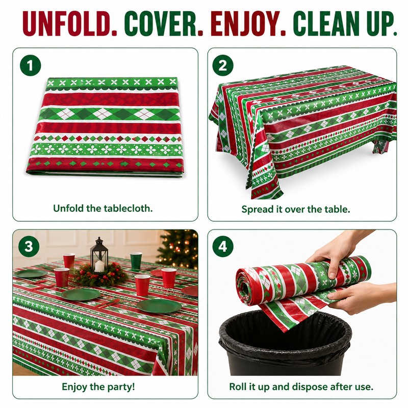 Halloween Plastic Tablecloth Set for Party Tables – 3-Pack Pumpkin,