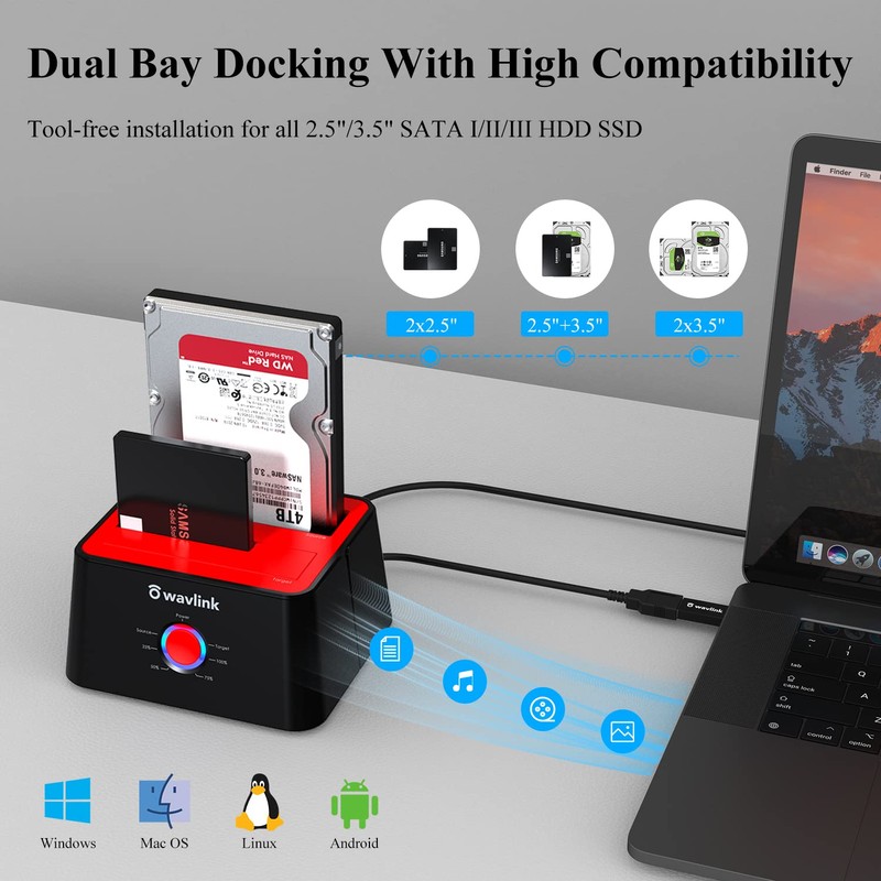 WAVLINK USB 3.0 to SATA I/II/III Dual-Bay External Hard Drive