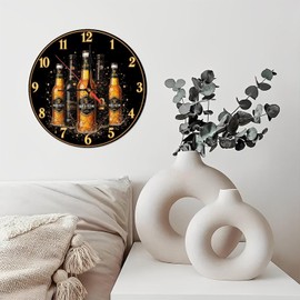 Craft Beer Collection for Enthusiasts and Lovers10-Inch Wooden Wall Clock, Silent Movement, Battery Operated (AA Batteries Not Included), Artistic Home Decor, Perfect for Home Accents