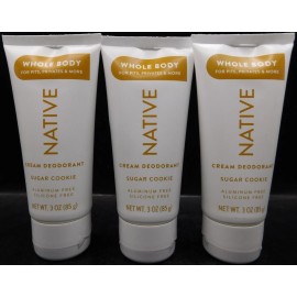 Native 3 Pk Native Whole Body Cream Deodorant Sugar Cookie Scent 3oz Ea New & Unused