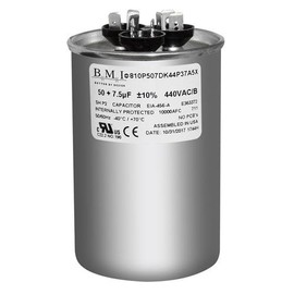 Carrier/Bryant/Payne HC98JA052D Replacement - 50 + 7.5 uf/Mfd 370/440 VAC Round Dual Universal Capacitor, Made in The U.S.A.