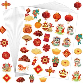 Wonmon 600 PCS Chinese New Year Stickers, Assorted Year of Snake Chinese New Year Stickers for Crafts Kids, Lunar New Year Stickers Spring Festival Gifts Cards Envelopes Party Decorations