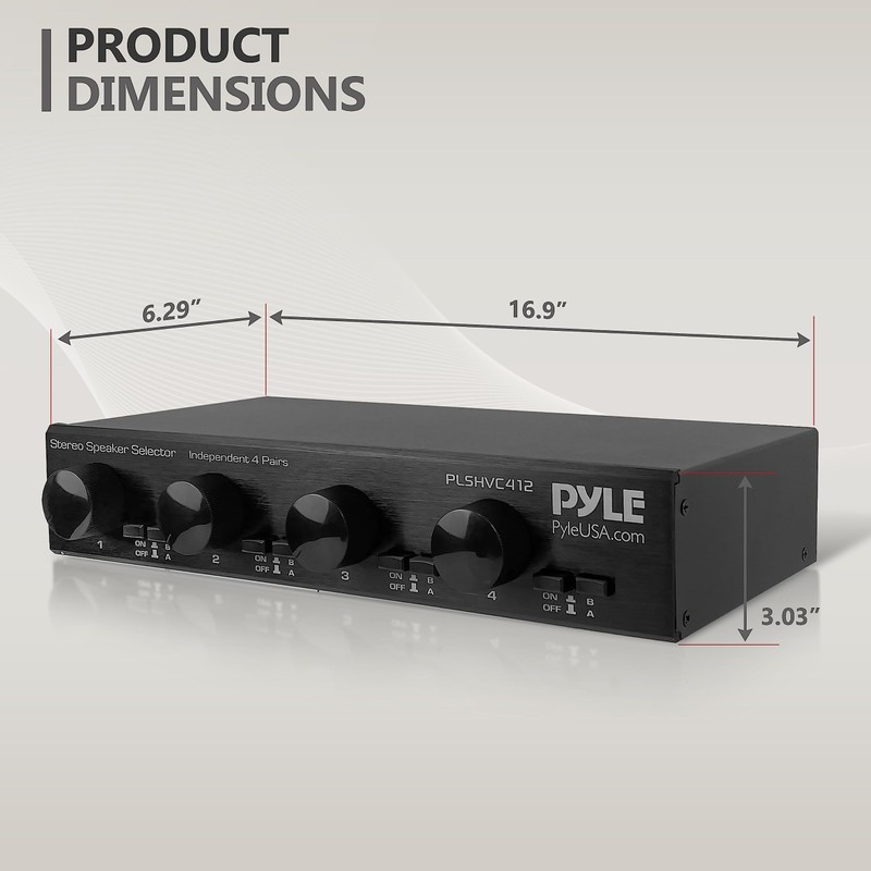 Pyle 4 Channel High Power Stereo Speaker Selector with Volume
