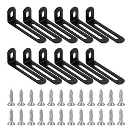 12-Piece Corner Connector with 24-Piece Screws, Shelf Bracket, Mounting Bracket, Adjustable Angle Bracket, L-Shaped Corner Connector, Adjustable Mounting Bracket (Black)