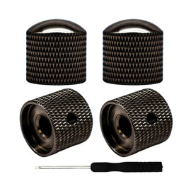 gonymask 4Pcs Metal Guitar Volume Tone Speed Control Dome Knurled Guitar Knobs with Allen Keys Screws for Fender Telecaster Gibson Les Paul Electric Guitar Bass Accessories. (Black Nickel)