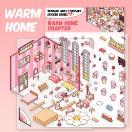 3D Miniature Scene Sticker | DIY Miniature Scenes Sticker Gifts | Journalkit | Room Sticker Book | Sticker Therapy Warm Home Relaxing:_Warm Home