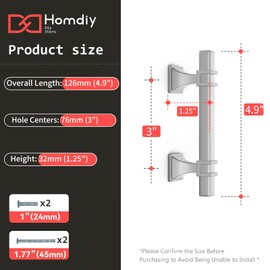 homdiy 25 Pack Brushed Nickel Cabinet Pulls Silver Drawer Pulls 3 Inch Kitchen Cabinet Handles Square Satin Nickel Door Hardware for Dresser Bathroom,Zinc Alloy Base
