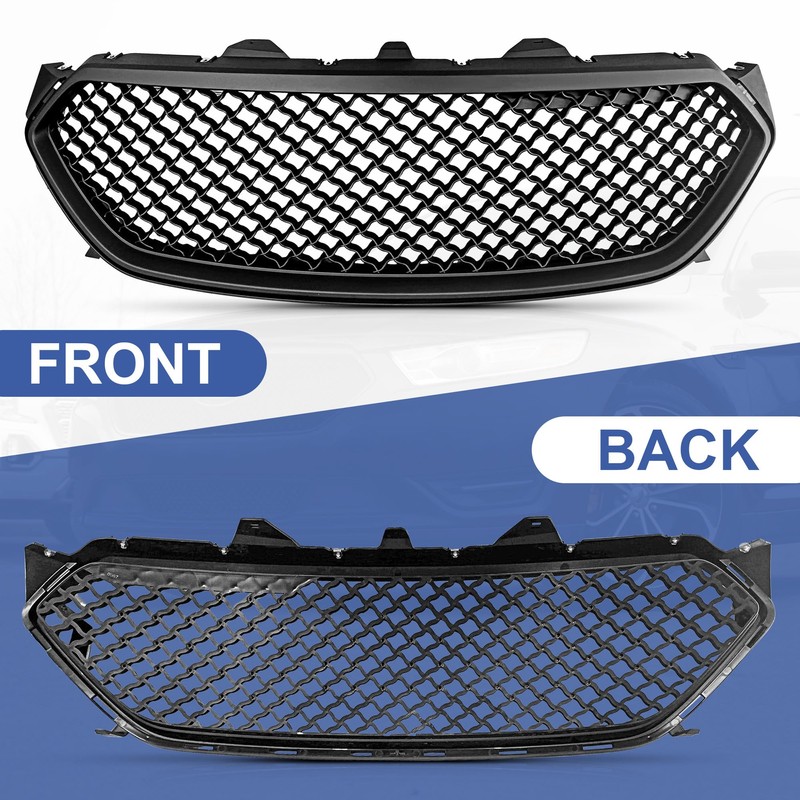 UnayKolb Front Bumper Grille Matte Black Grill Assembly Fits 2013-2019