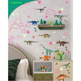 Glow In The Dark Dinosaurs, Dinosaur Wall Decals for Kids Room, Glow in The Dark Stickers Removable Peel and Stick Wall Decals For Bedroom, Classroom - Birthday for Girls Boys Grandkids Toddlers