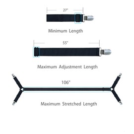 Bozenu Bed Sheet Straps/Fitted Sheet Holders for Corners - Keep Your Bed Sheets Firm & Tight with Premium Bed Scrunchies, Sheet Clips Black-2Pack