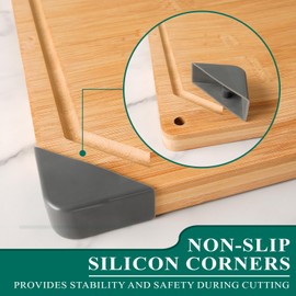 Bamboo Cutting Board, Empune 20" Wood Cutting Boards for Kitchen with Non-slip Rubber Feet Wooden Chopping Board for Meat and Vegetables, XXL