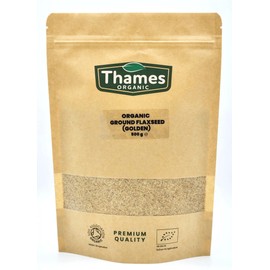 Organic Ground Linseed | Flaxseed Golden 500g-Certified Organic, Non-GMO, Vegan, No Additives, No Preservatives, Resealable Bag by Thames Organic Golden 500g