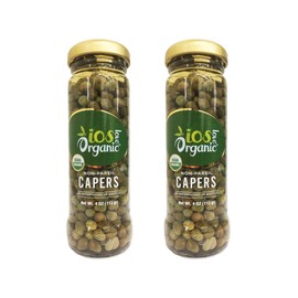IOS Organic Non-Pareil Capers in Sea Salt, USDA Organic, Vegan, Non-GMO- 4Oz (2Packs)