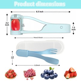Grape Cutter, PH05 Blue Baby Food Scissors, Stainless Steel Fruit Cutter for Strawberry and Watermelon, Household Fruit Slicer for Infants and Moms