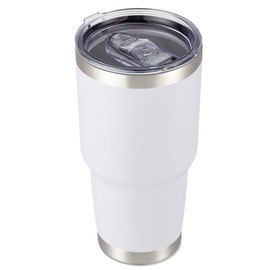 Cool Yoleb 30 oz Tumbler with Lid Stainless Steel Tumblers Vacuum Insulated Cup Reusable Powder Coated Travel Mug Double Wall Leak Proof Portable Cups Keep Cold Drinks for 12 Hours, White, 1 Pack