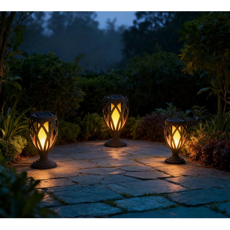Solar Yard Solar Landscape Lights 4 Pack, Multifunctional Torch Lights