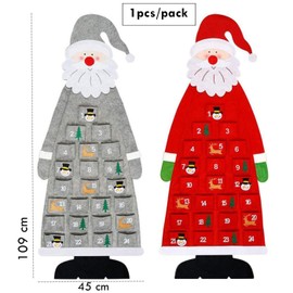 Felt Christmas Santa Advent Calendars 2023 Red,3.8ft Felt Advent Calendar Wall with Pockets 24 Days,DIY Hanging Pendant Creative Felt Xmas Santa Non-woven Xmas Gifts Home Door Window Decor Kit