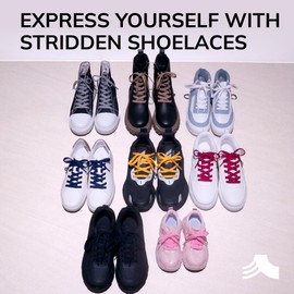 STRIDDEN 1 Pair One-Tie Elastic Flat Shoelaces for Sneakers Boots, Eco-Positive Stretch Lace Turns Shoes Into Slip-Ons/No-Tie, Gray/36in