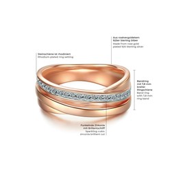 Trilani Women's Wrap Ring Sterling Silver Rose Gold-Plated Zirconia White Brilliant Cut Wedding Ring Cubic Zirconia Rose Gold, Silver, Cubic Zirconia