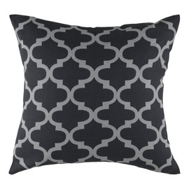 TreeWool Trellis Accent Set of 2 Cotton Canvas Cushion Covers (45 x 45 cm, Black & Grey)