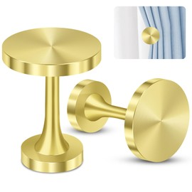 TOKPLNU Gold Curtain Holdback Metal Curtain TieBacks Hooks Wall Mounted Curtain Tie Backs Medallion Decorative Curtain Drapery Hold Back Modern Vintage Window Curtain Tassel Holder