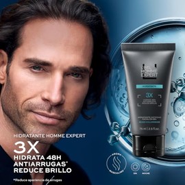 LBEL - Homme Expert Hidratante Antiedad para Hombre 75 ml, Hidratante Facial en Gel, Antiarrugas y Reduce Brillo, con cido hialurnico y Niacinamida,  