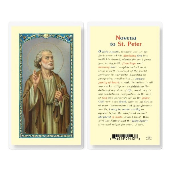 WJ Hirten E24-518 Laminated Holy Card Novena To Saint Peter