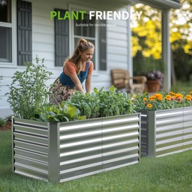 Anmiro 4X2X2ft (2 Pack) Galvanized Raised Garden Bed,Outdoor Planter Box Metal Patio Kit Planting Bed for Vegetables Flowers Herb