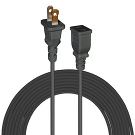 Jplenty 15FT Black Thin Extension Cord 2 Prong Extension Cord for Indoor Use Outdoor Use with Single Outlet - Ideal for Holiday Lights, Lamps, Cameras, Appliance (1 Pack)