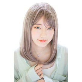 Classe Easy Medium Full Wig, Fashion, Medium, Semi-Long, Natural, Heat Resistant, Wig Net Included, pink brown