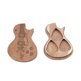Wooden Guitar Pick Box - Light Brown, Handmade Storage Case for Guitar, Ukulele, Bass Picks, Ideal for Music Lovers