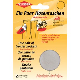 Kleiber Iron On Replacement Trouser Pockets-Light Grey-1 Pair