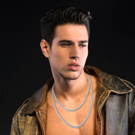 Eterjew Italian 5mm Solid 925 Sterling Silver Chain Necklace for Men, Men's Silver Cuban Link Chain Necklace for Men, Mens Chain 20 Inch