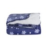Micro-Pro Navy Snowflake Sherpa Lined Fleece Blanket Throw Cosy Soft