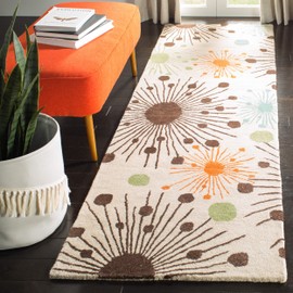 Safavieh Soho Collection SOH747A Handmade Premium Wool & Viscose Runner, 2'6" x 6' , Ivory / Multi