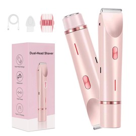 Dermave Bikini Shaver,Bikini Trimmer for Women,2 in 1 Electric Razors for Women,Dual Head Shaver for Leg Arm Body Grooming Tool,Silky and Painless and Efficient Cleaning Pink