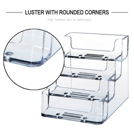 Heqishun 2 Pack Transparent 4-Tier Business Card Holder Acrylic Card Display Desk Stand Holder