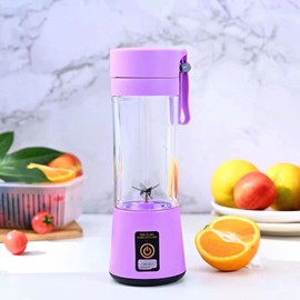 Portable Blender for Shakes and Smoothies, Personal Blender for Protein with USB Rechargeable Battery, 6-leaf Stainless Steel Blades, Office, On the Go (Purple)