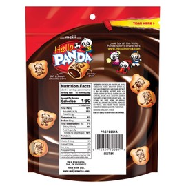 Meiji Hello Panda Cookies, Chocolate Crème Filled, Resealable Package - 7 oz, Pack of 6 - Bite Sized Cookies with Fun Panda Sports